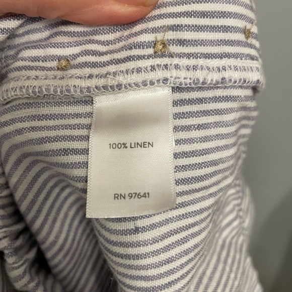 J JILL Size Medium Love Linen Seersucker Vibe Sailor Crop P M - Picture 5 of 8